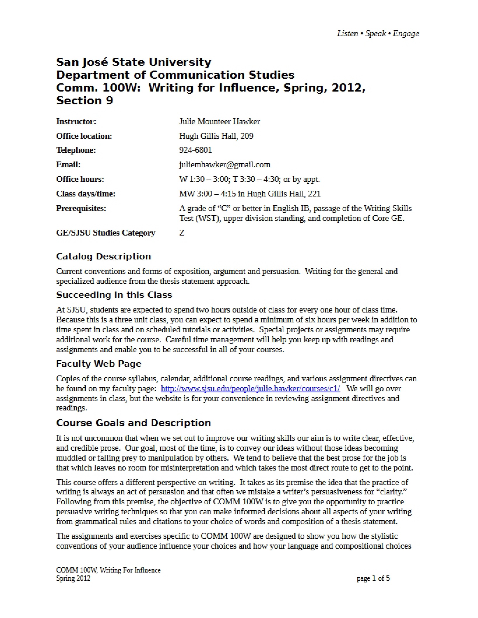 Writing Workshop Syllabus