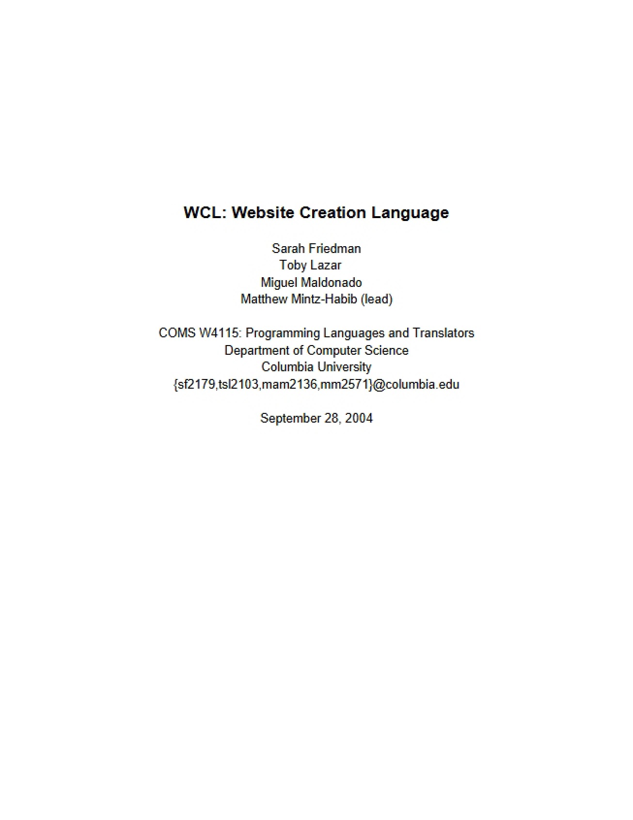 Language for Creating Websites