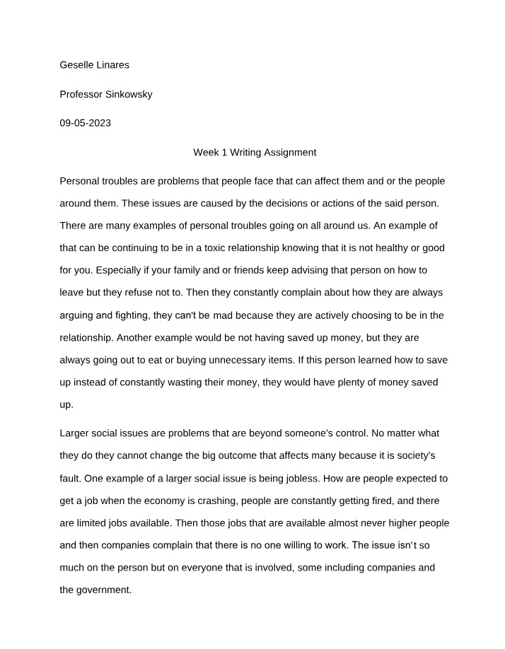 Writing Assignment - Week 1