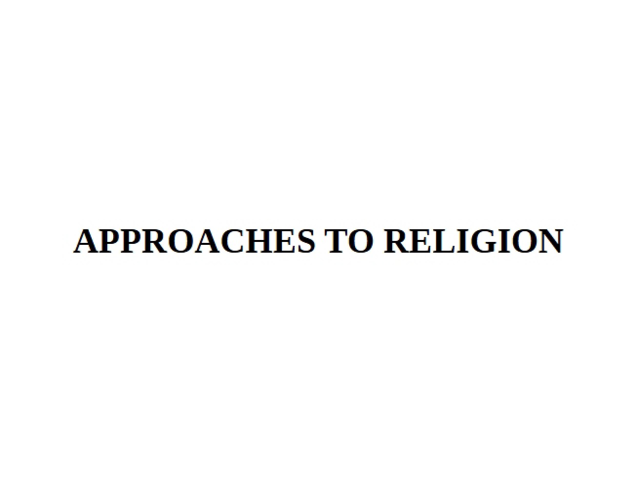 Religion Approaches