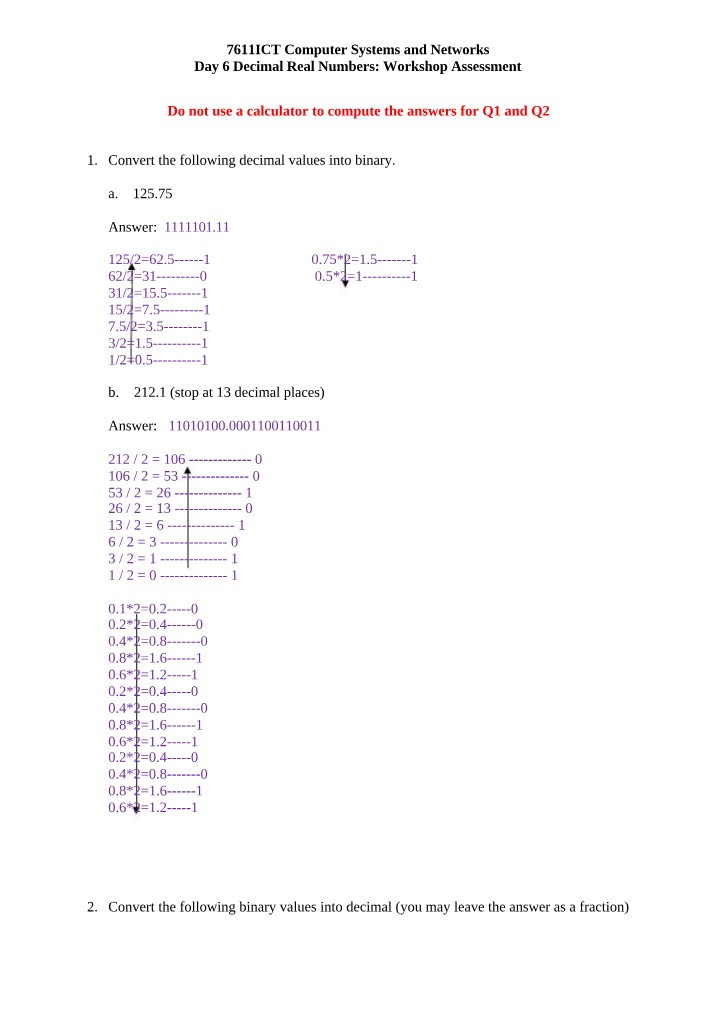 Workshop Assessment - Decimal Real Numbers