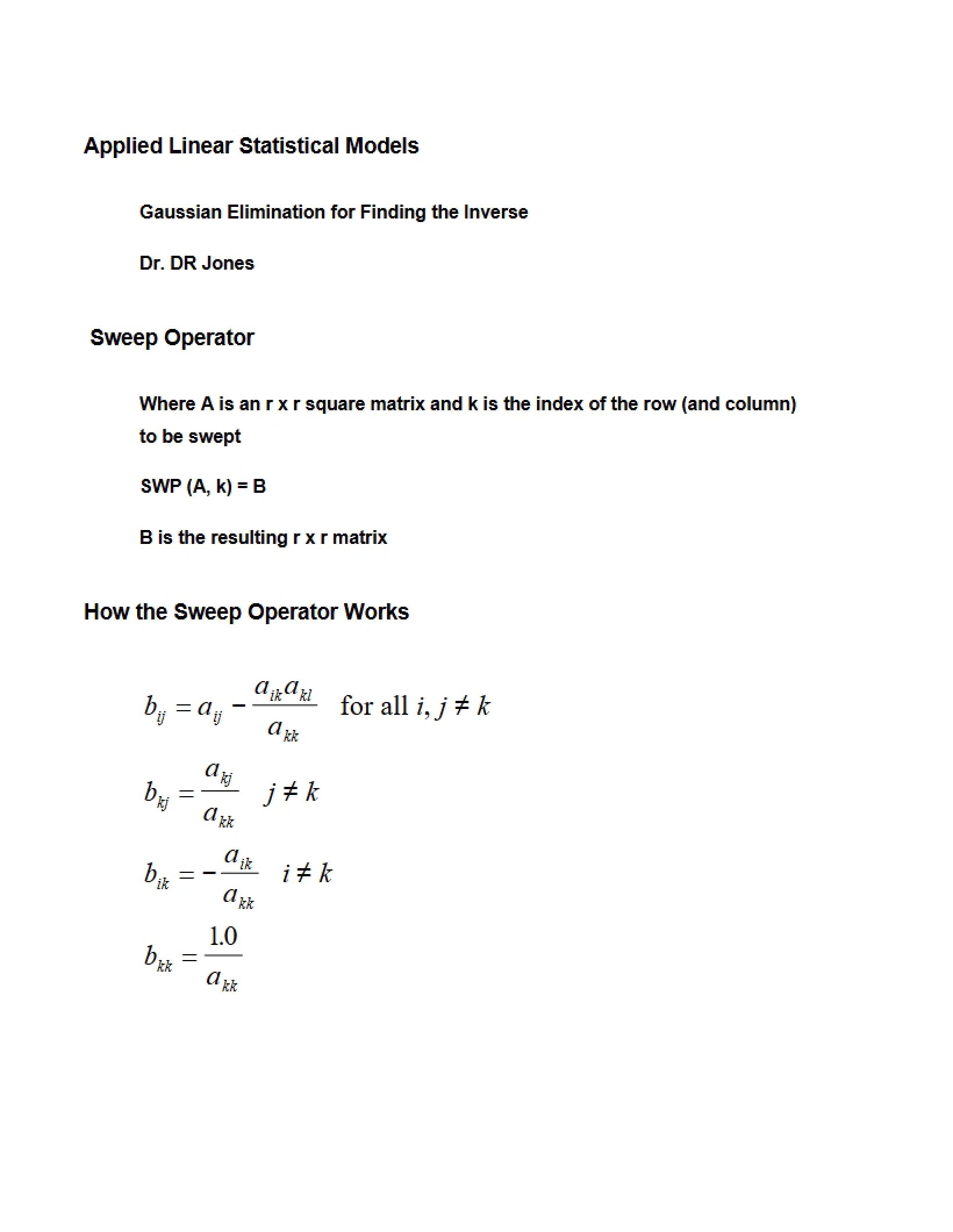 Statistical Models Applied Linear