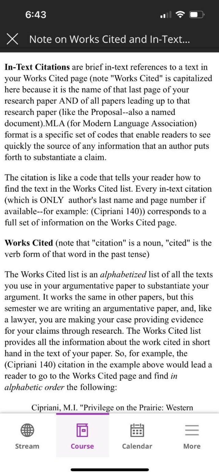 Works Cited and In-Text Citations Note