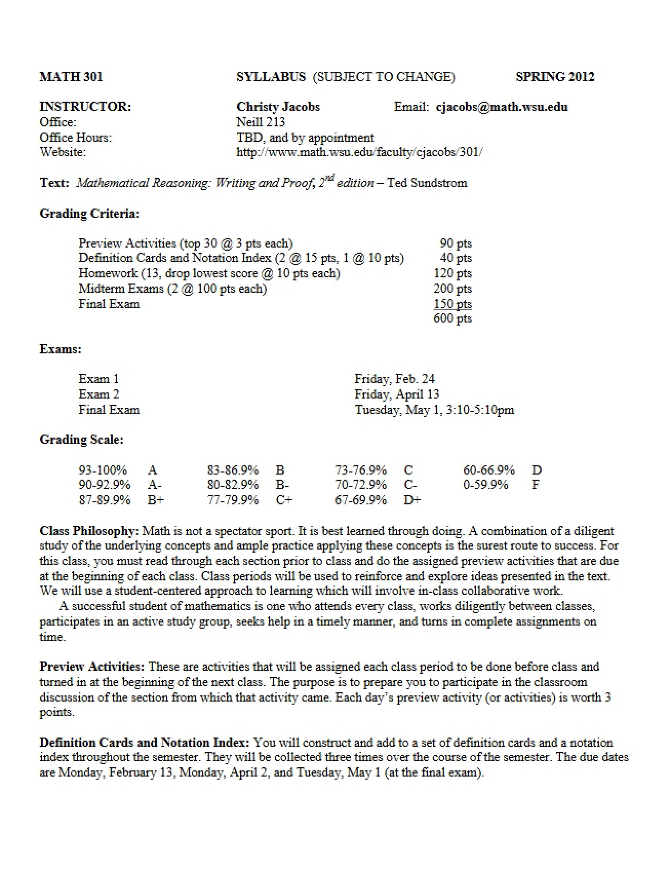 Course Syllabus