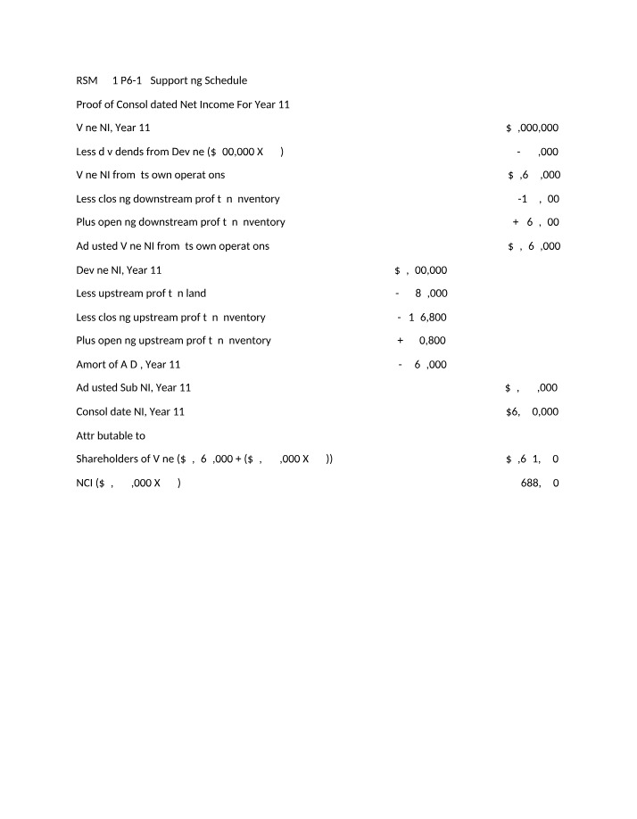 Year 11 Consolidated Net Income Calculation