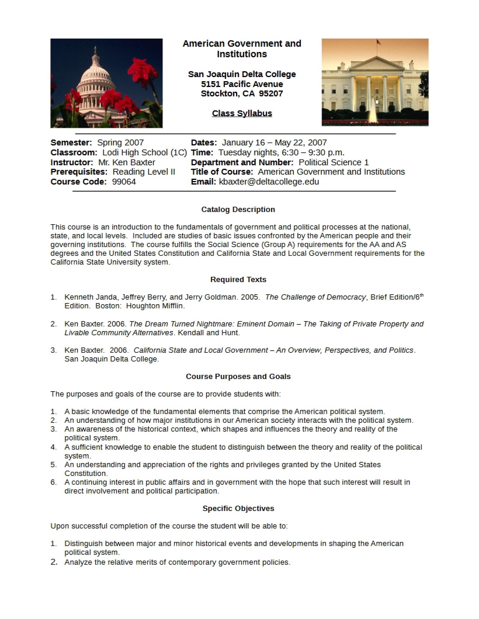 Political Science 1 Syllabus