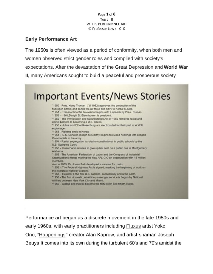 Origins and Impact of 1950s Performance Art