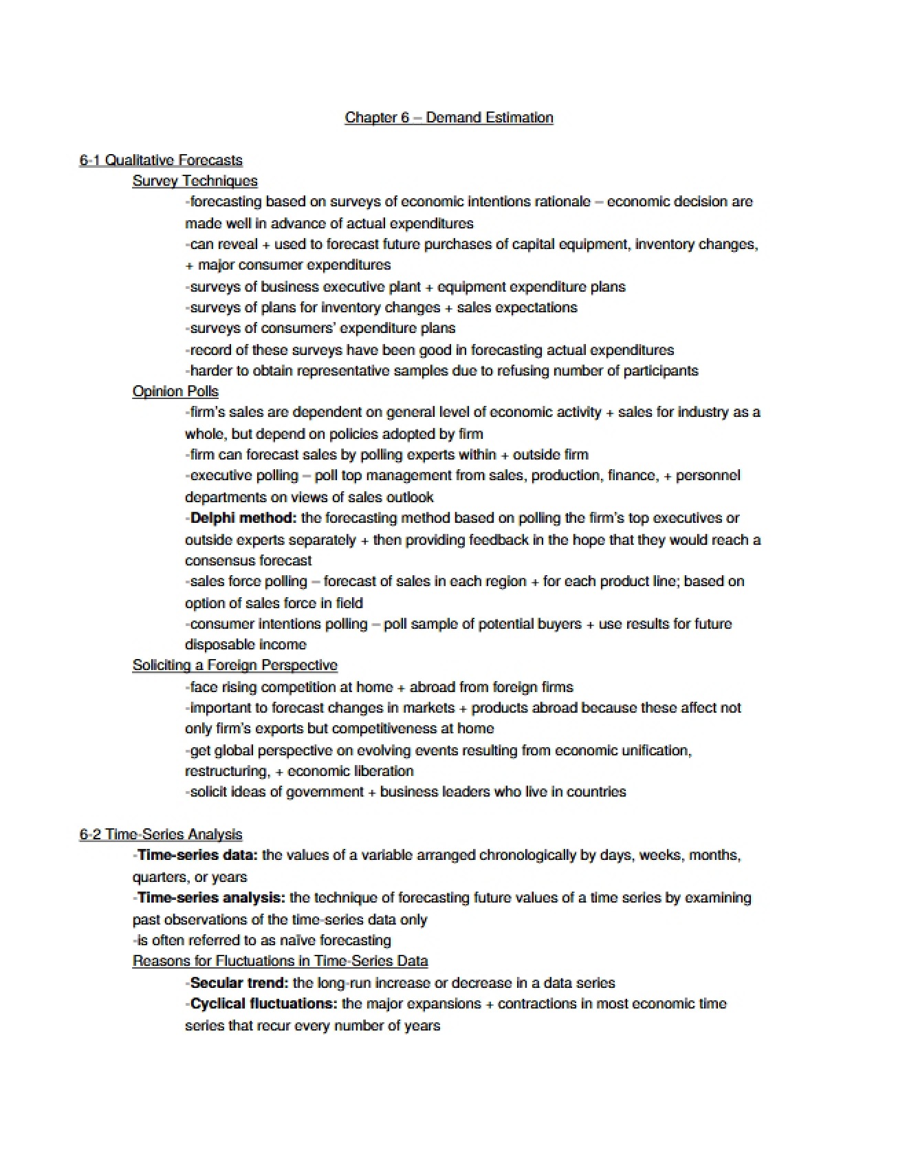 Estimation of Demand Chapter Six