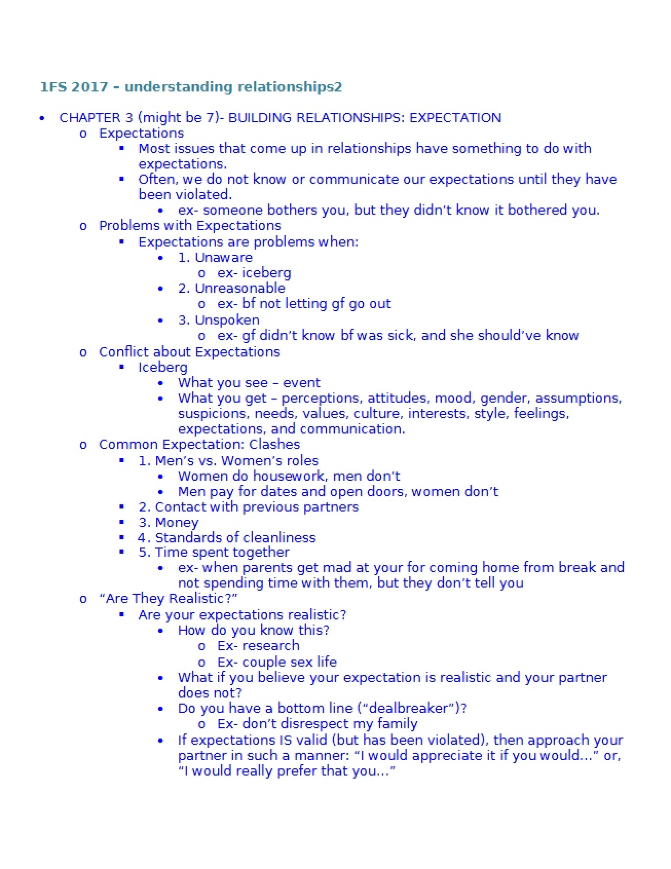 Role of Expectation in Building Relationships Chapter 3