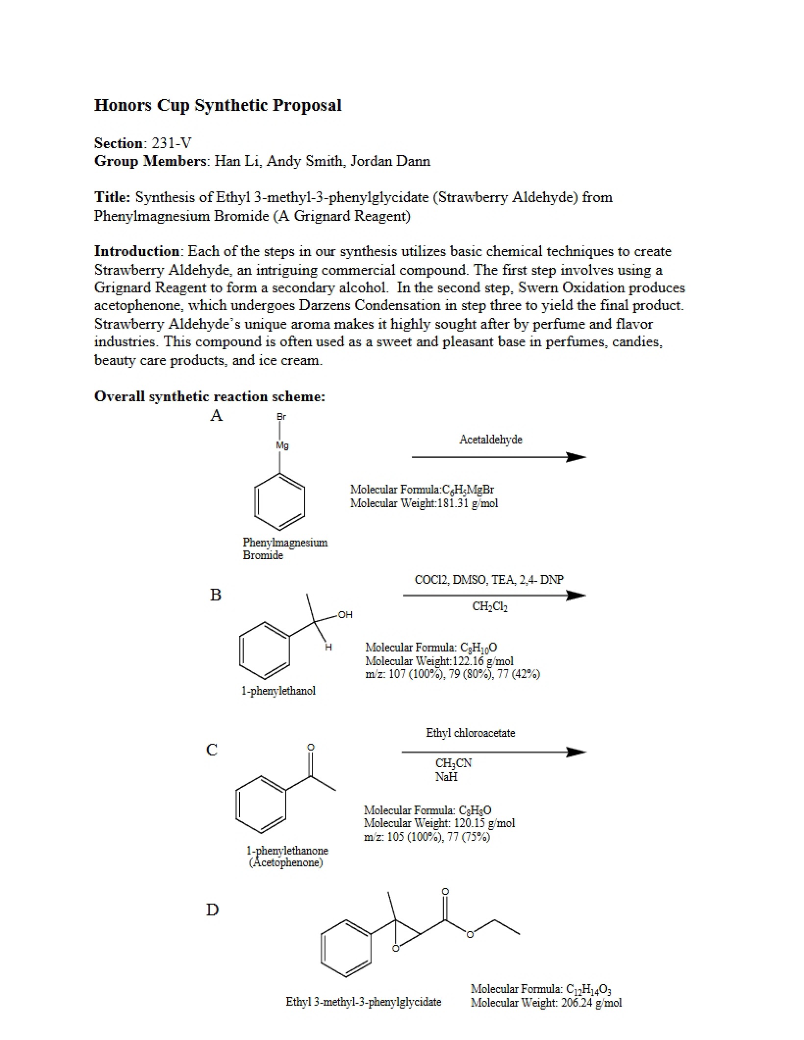Synthetic Proposal for Honors Cup