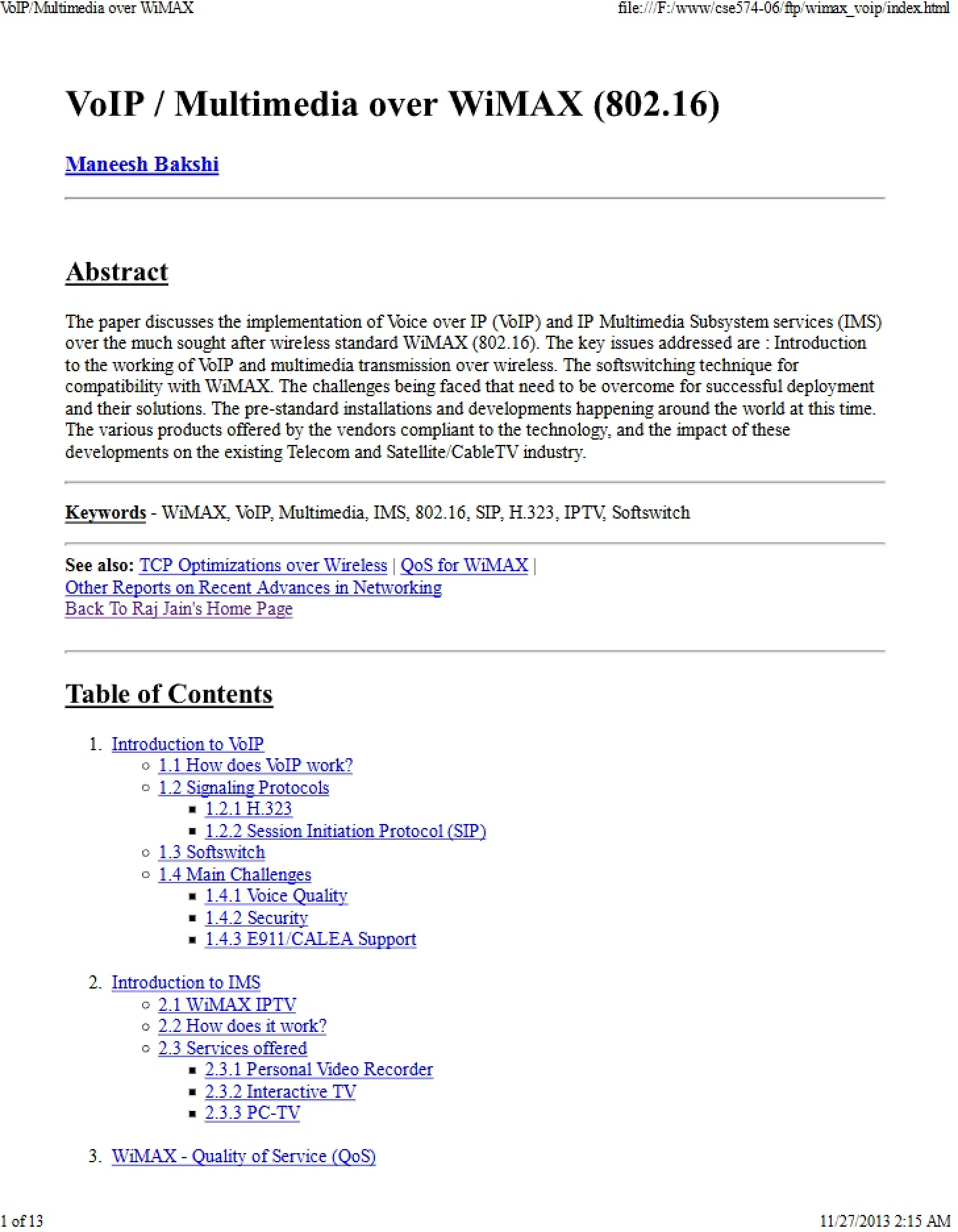 WiMAX Multimedia and VoIP