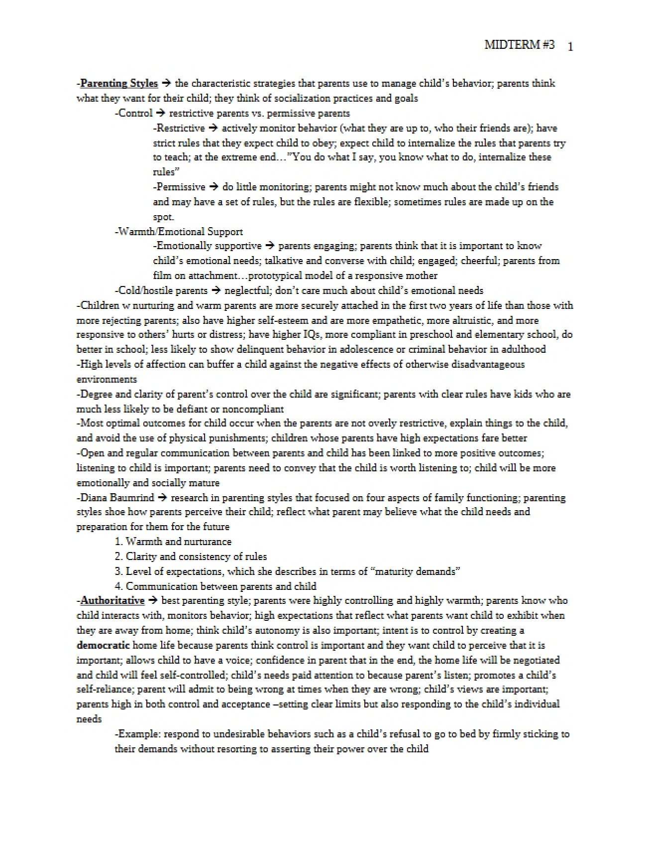 Third Midterm for Developmental Psychology