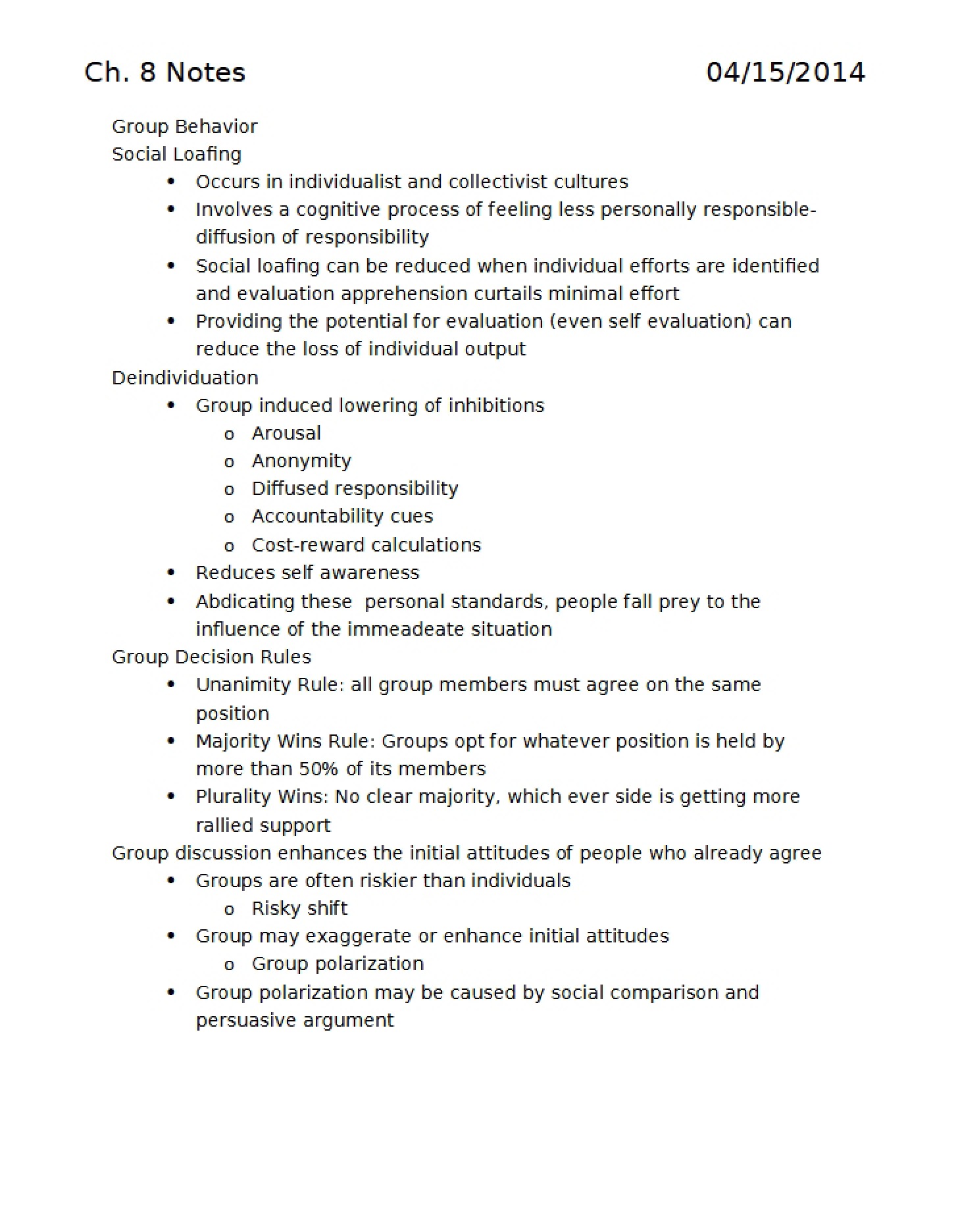 Behavior of Groups