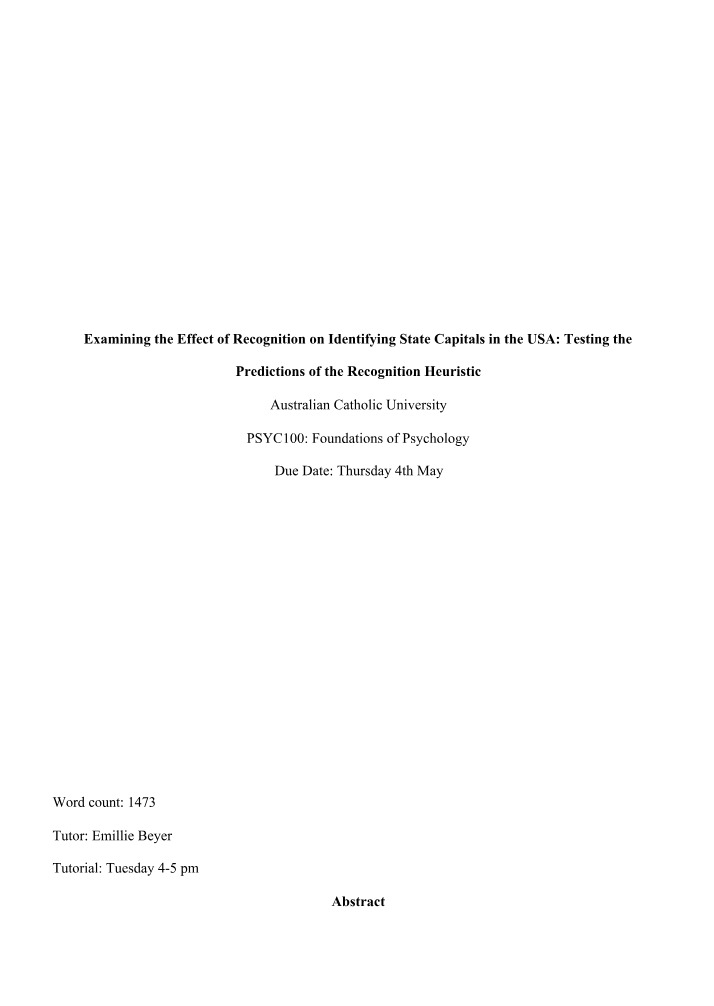 PSYC101 Lab Report