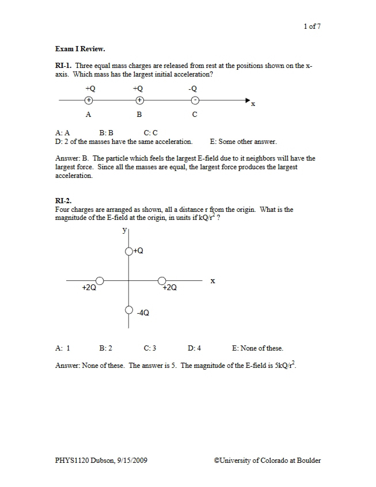 Second Review for Exam I