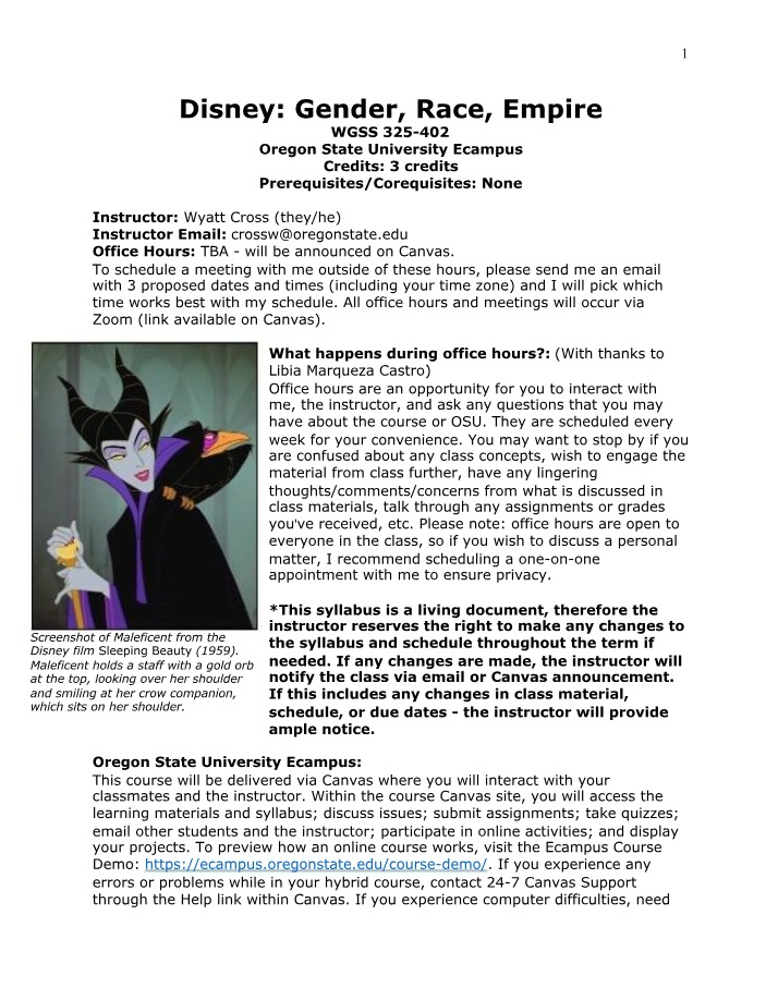 WGSS 325-402 Syllabus - Disney, Gender, Race, and Empire