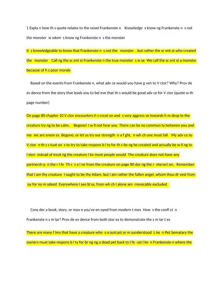 Frankenstein Research Paper Guidelines and Essay Questions