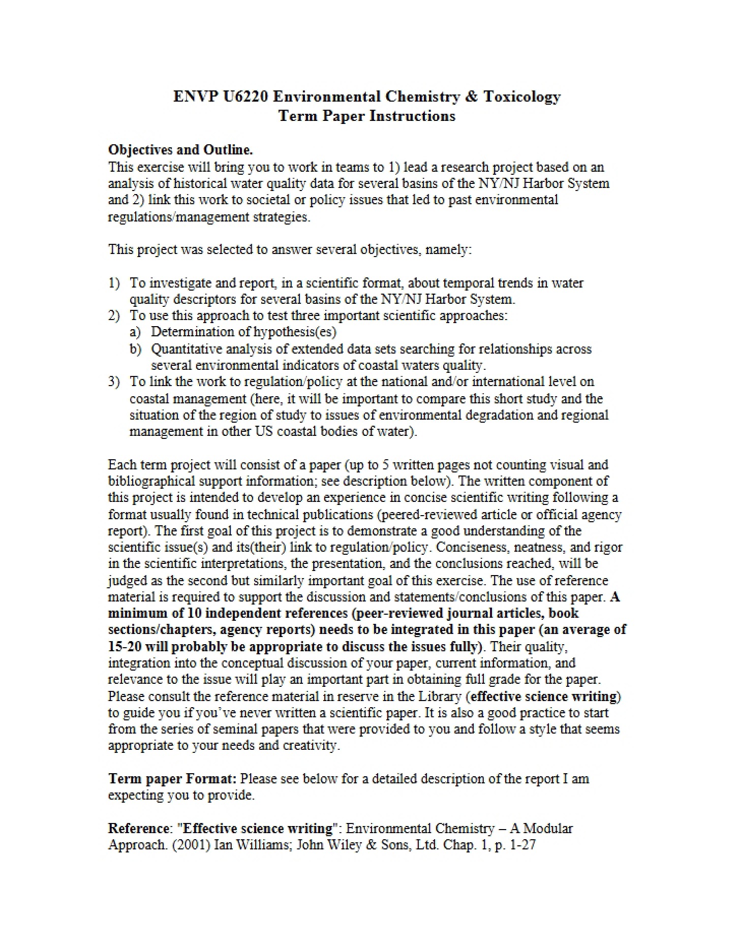 Instructions for Term Paper
