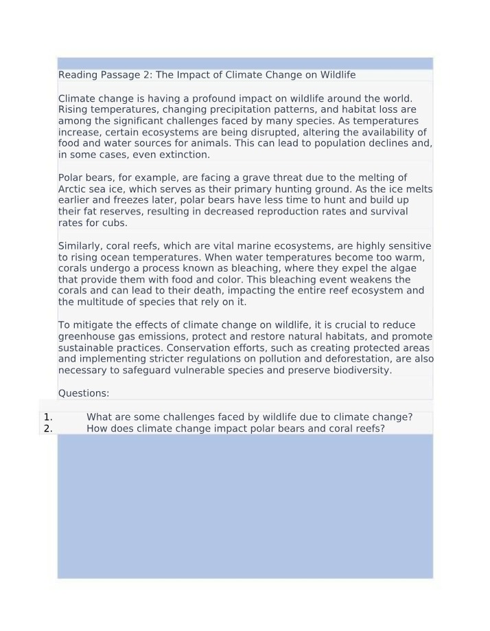 Impact of Climate Change on Wildlife