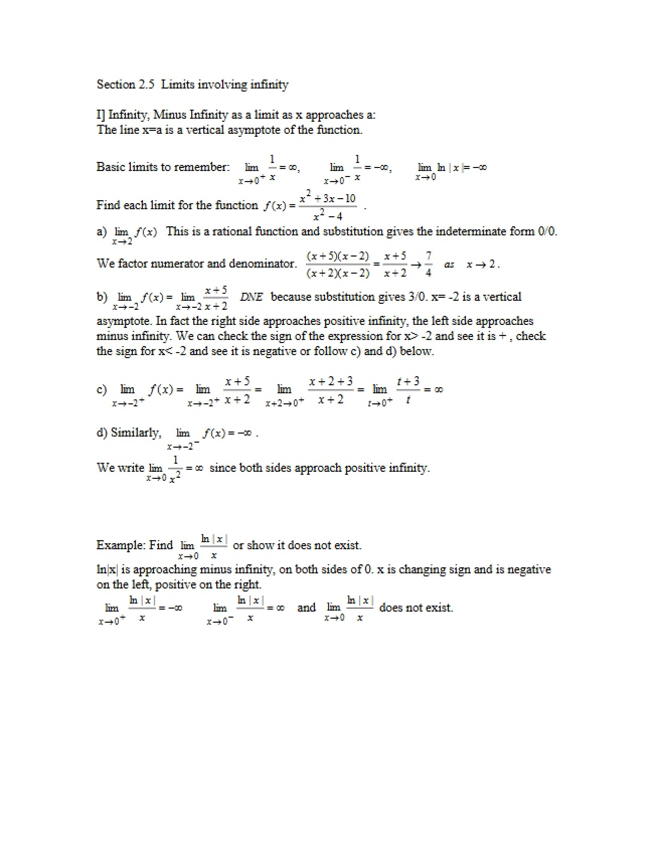 Section 2.5 Notes for Math 131
