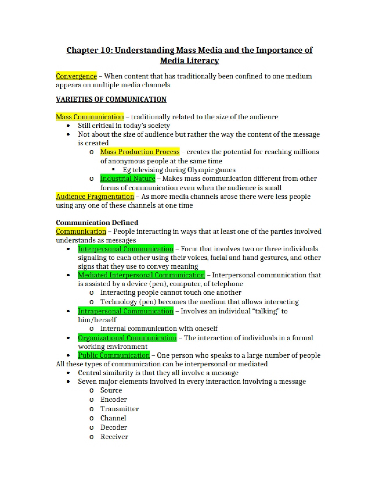Understanding Mass Media from Chapter Ten