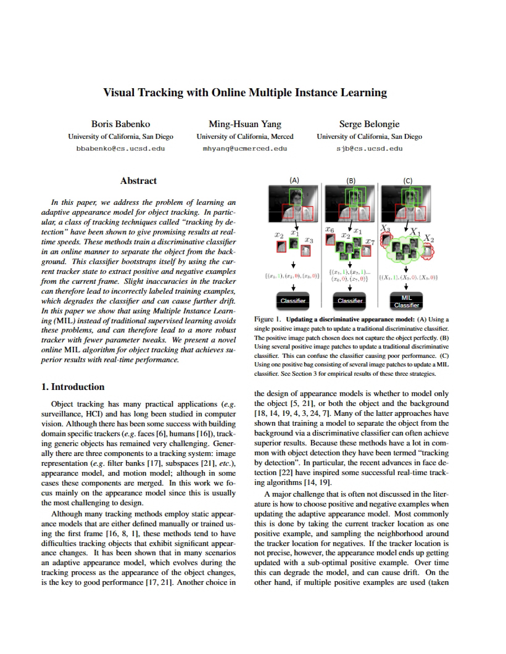 Online Multiple Instance Learning for Visual Tracking