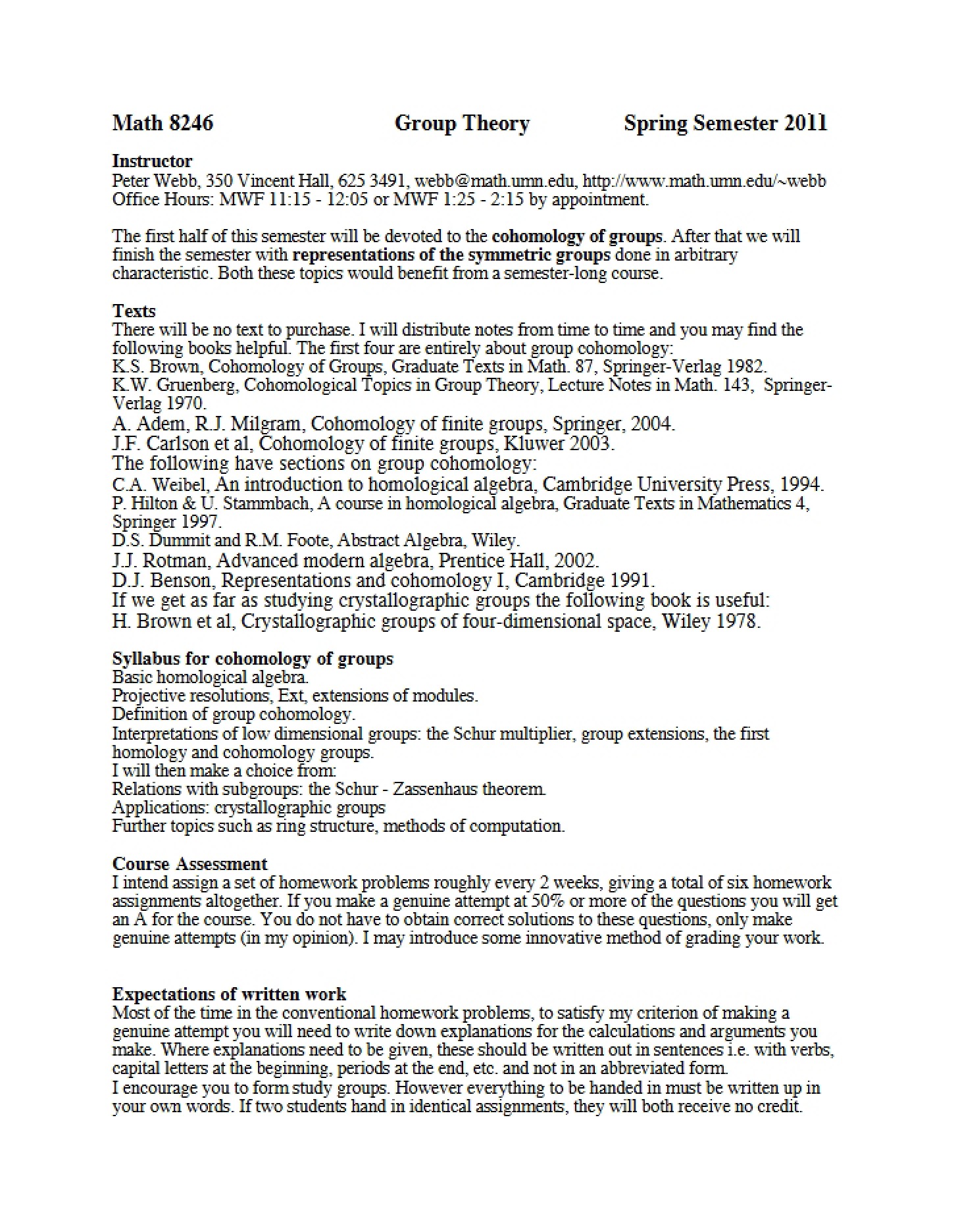 Requirements for Math 8246
