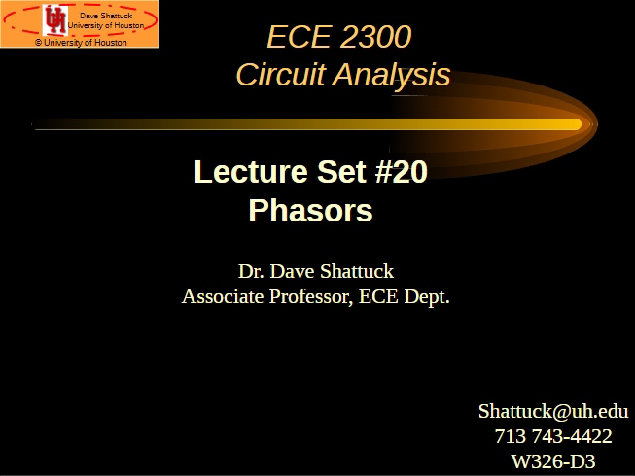 Lecture Set 20 Phasors