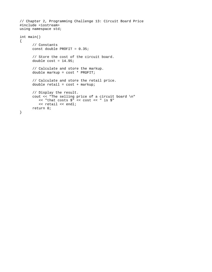 Programming Challenge 13 - Circuit Board Price