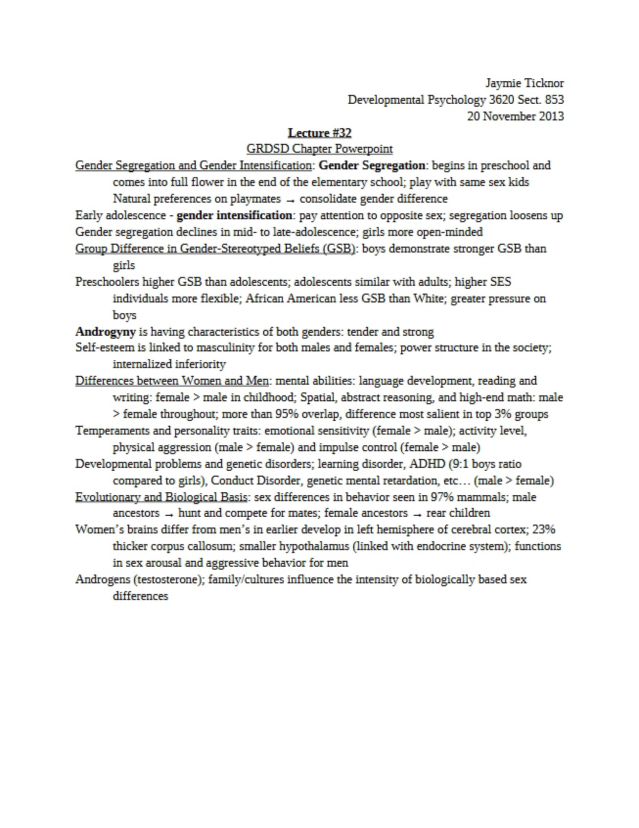 Thirty Second Lecture Developmental Psy