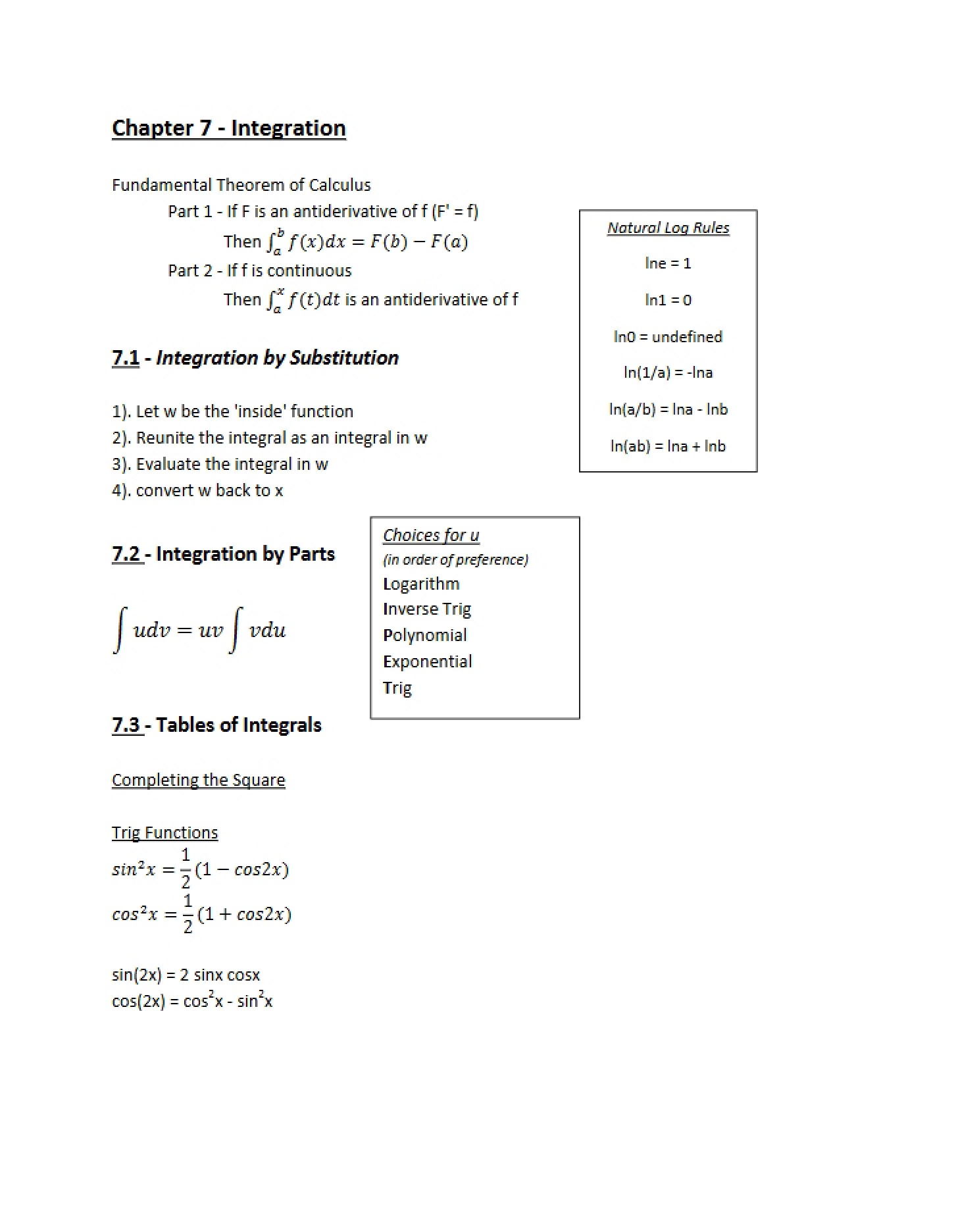 Integration Chapter 7