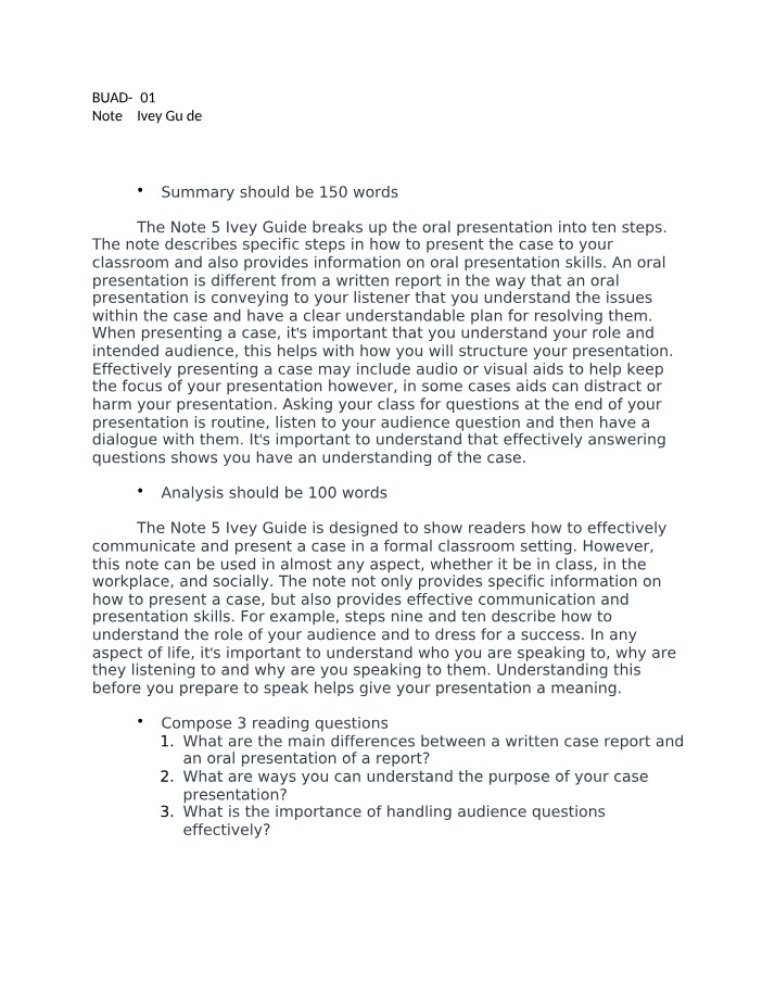 Ivey Guide Note 5