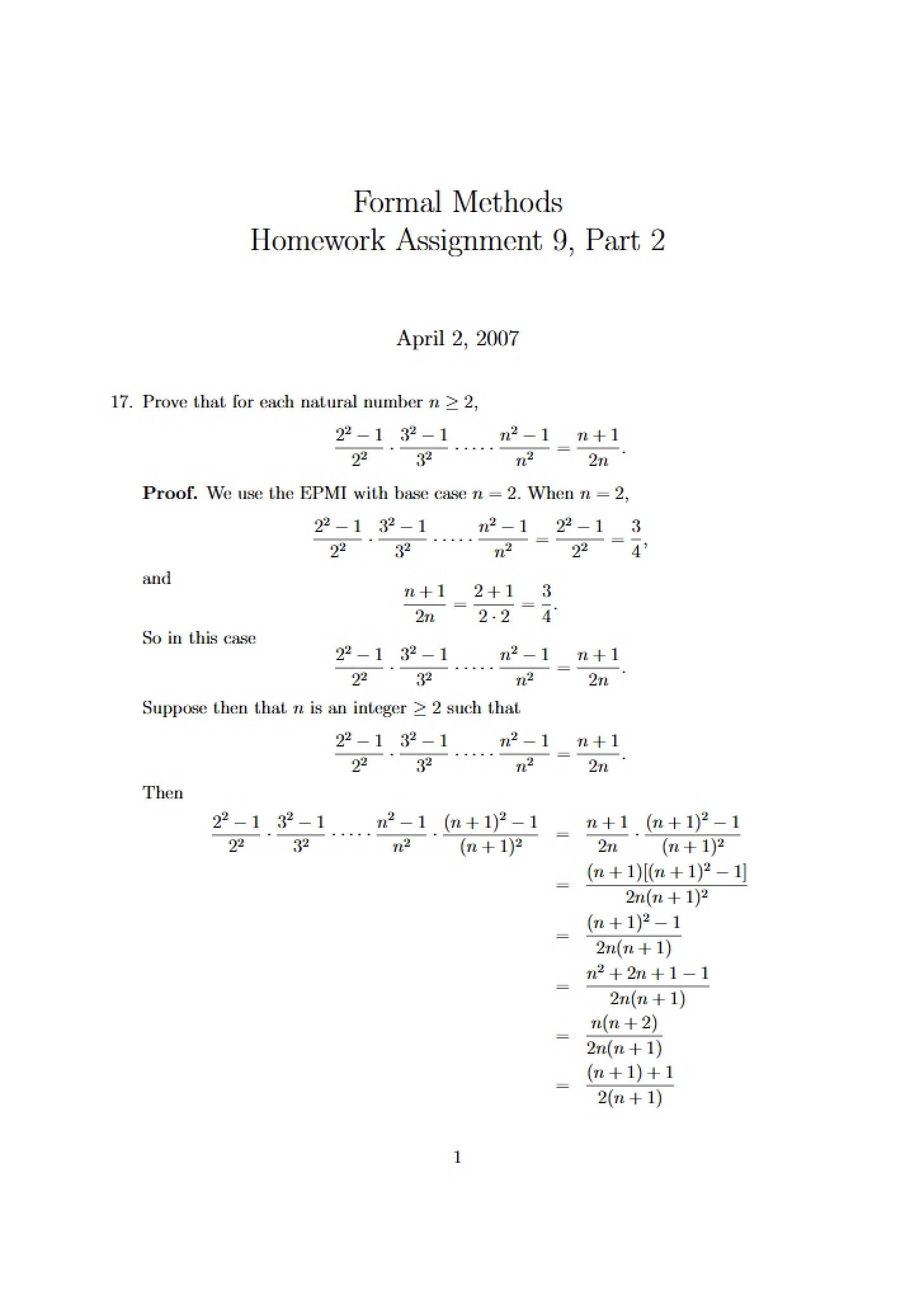 Assignment Nine for Formal Methods