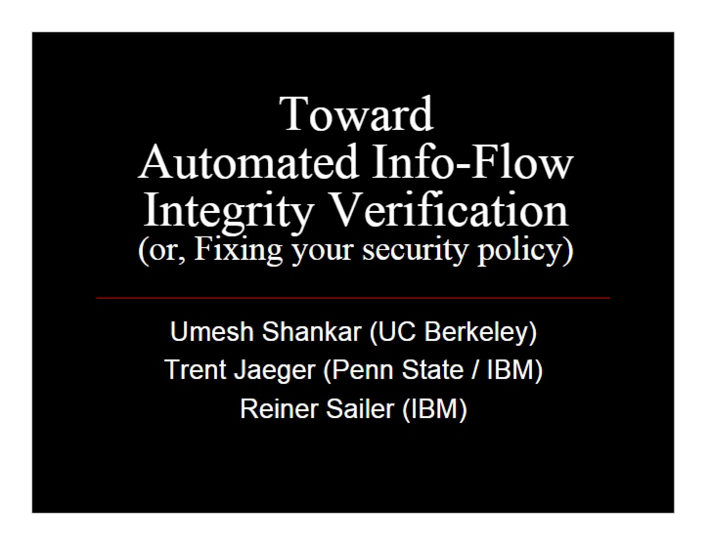 Verifying Integrity