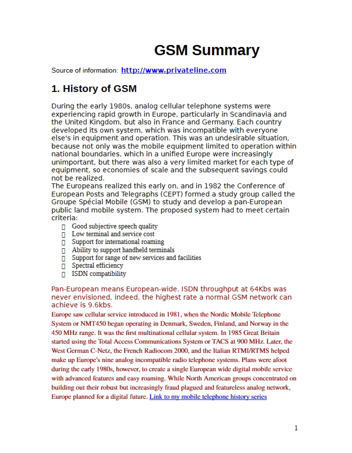 Summary of GSM