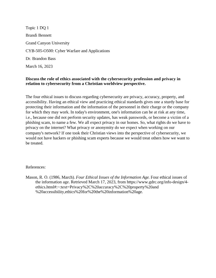 A Christian Worldview on Ethics and Privacy in Cybersecurity