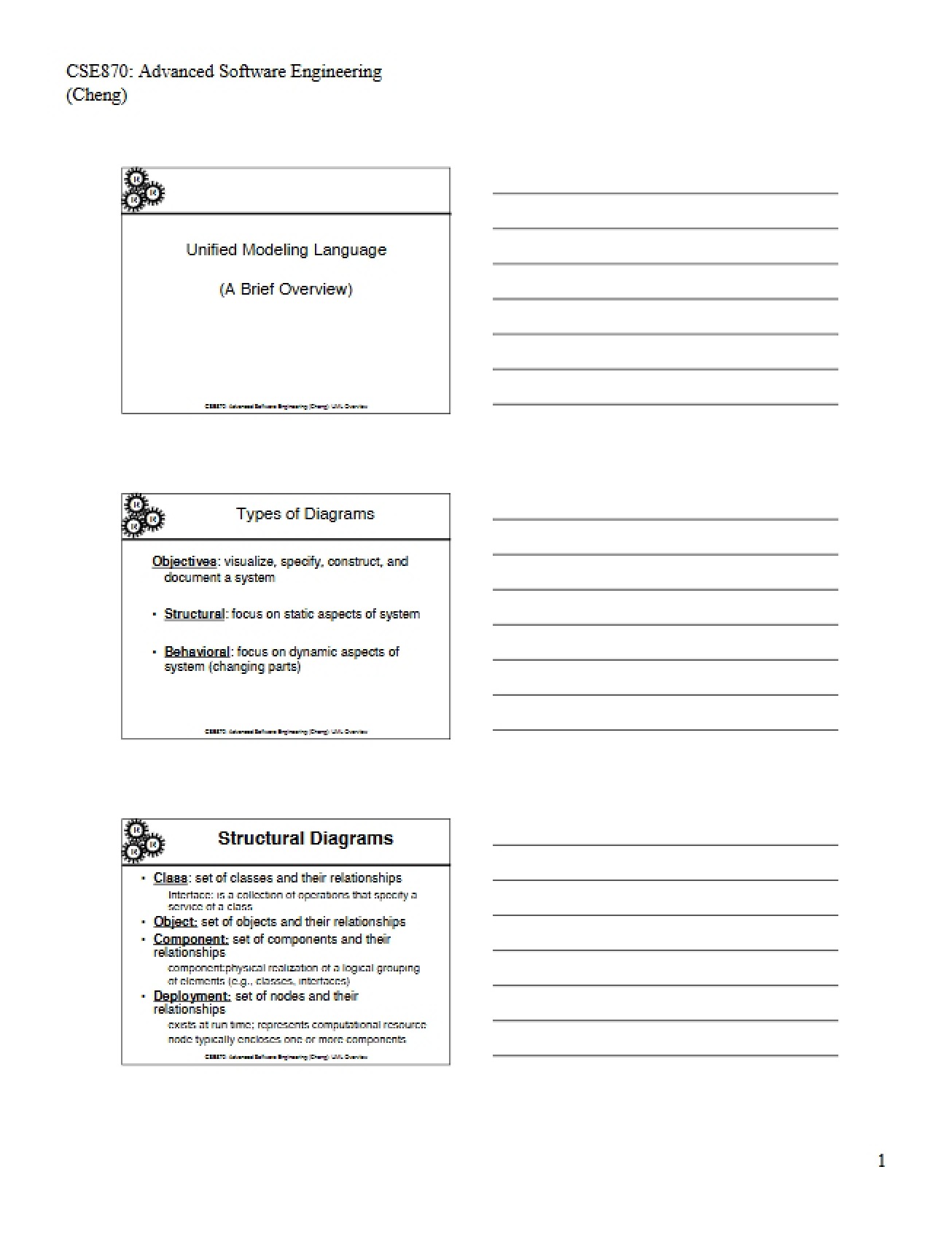 Advanced Software Engineering Lecture Notes