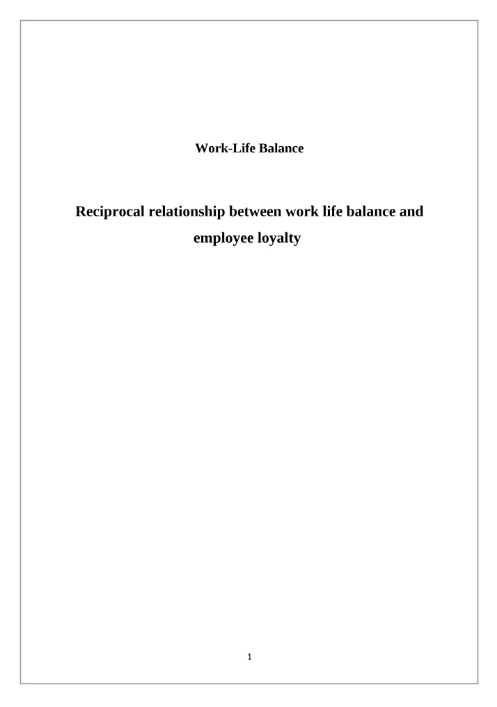 Impact of Work-Life Balance on Employee Loyalty