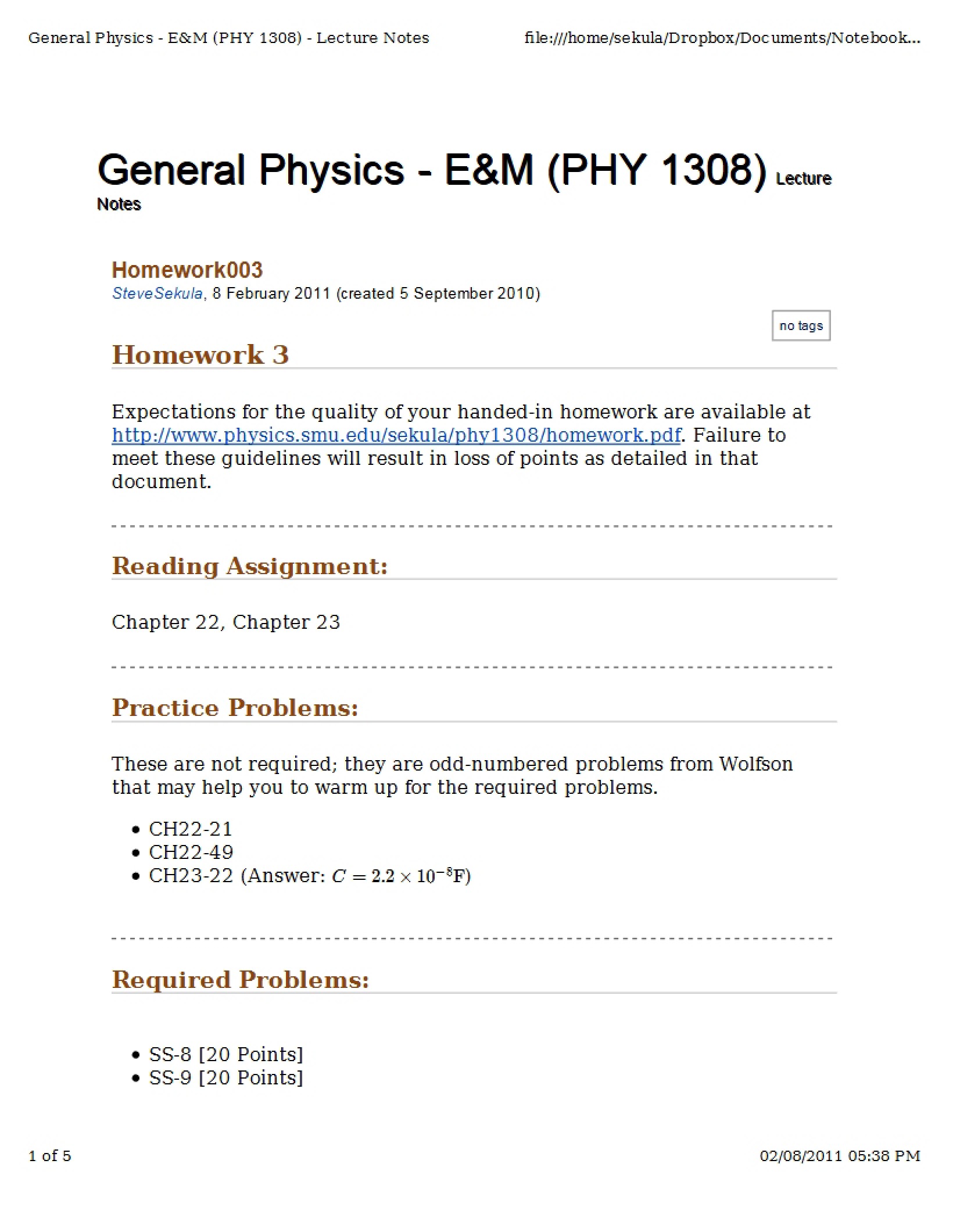 Physics Homework Assignment