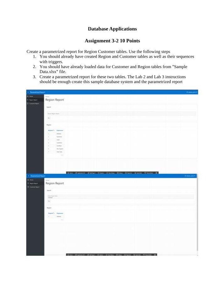 Region Customer Tables - Creating a Parametrized Report