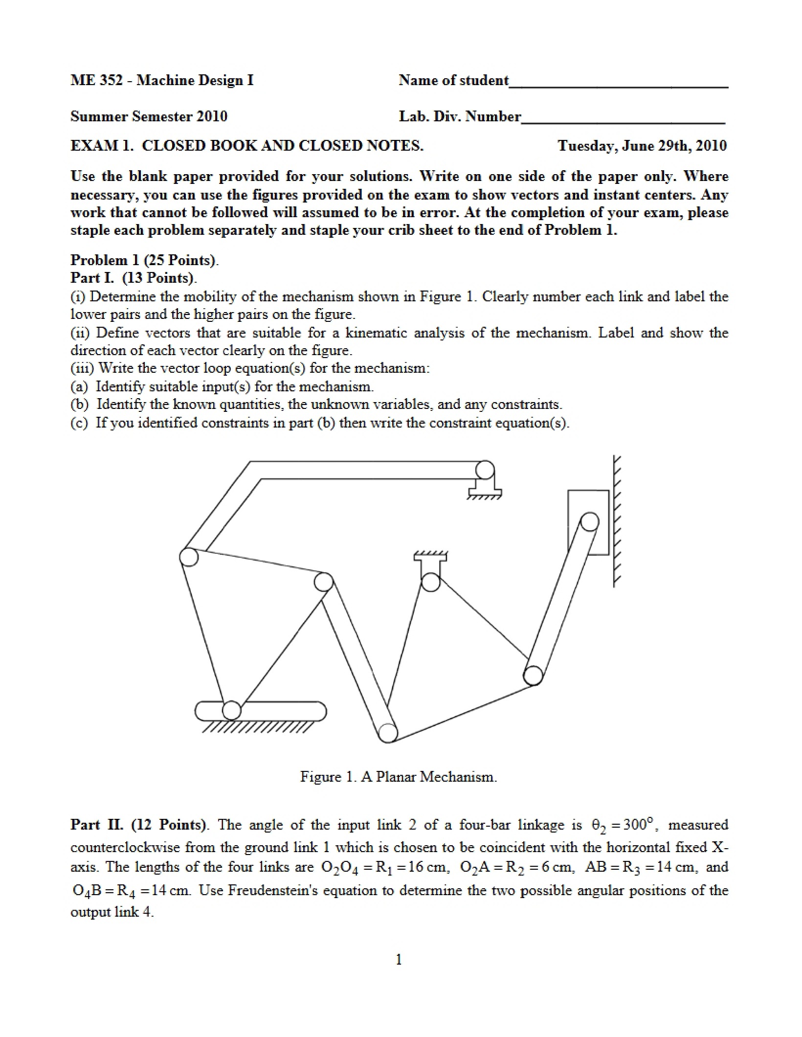 Exam One Summer 2010