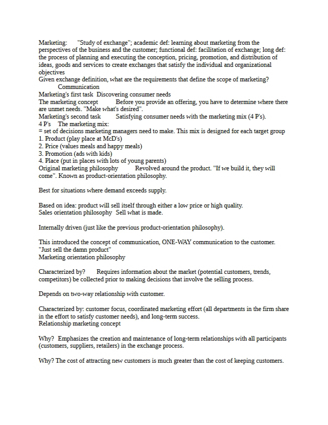General Marketing Concepts