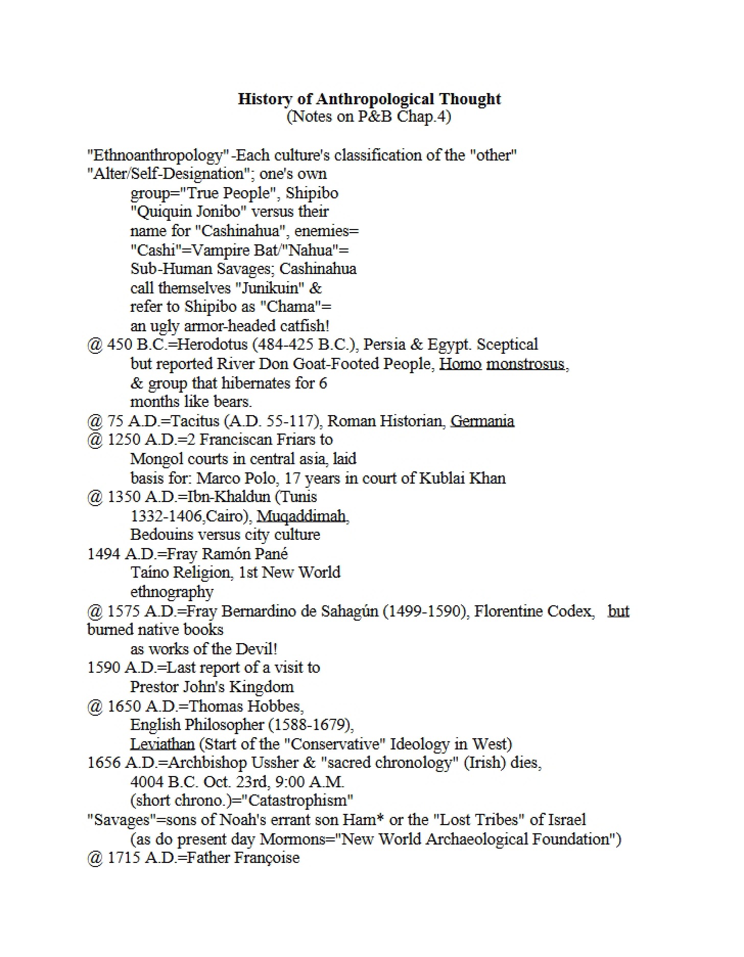 Anthropological Thought History