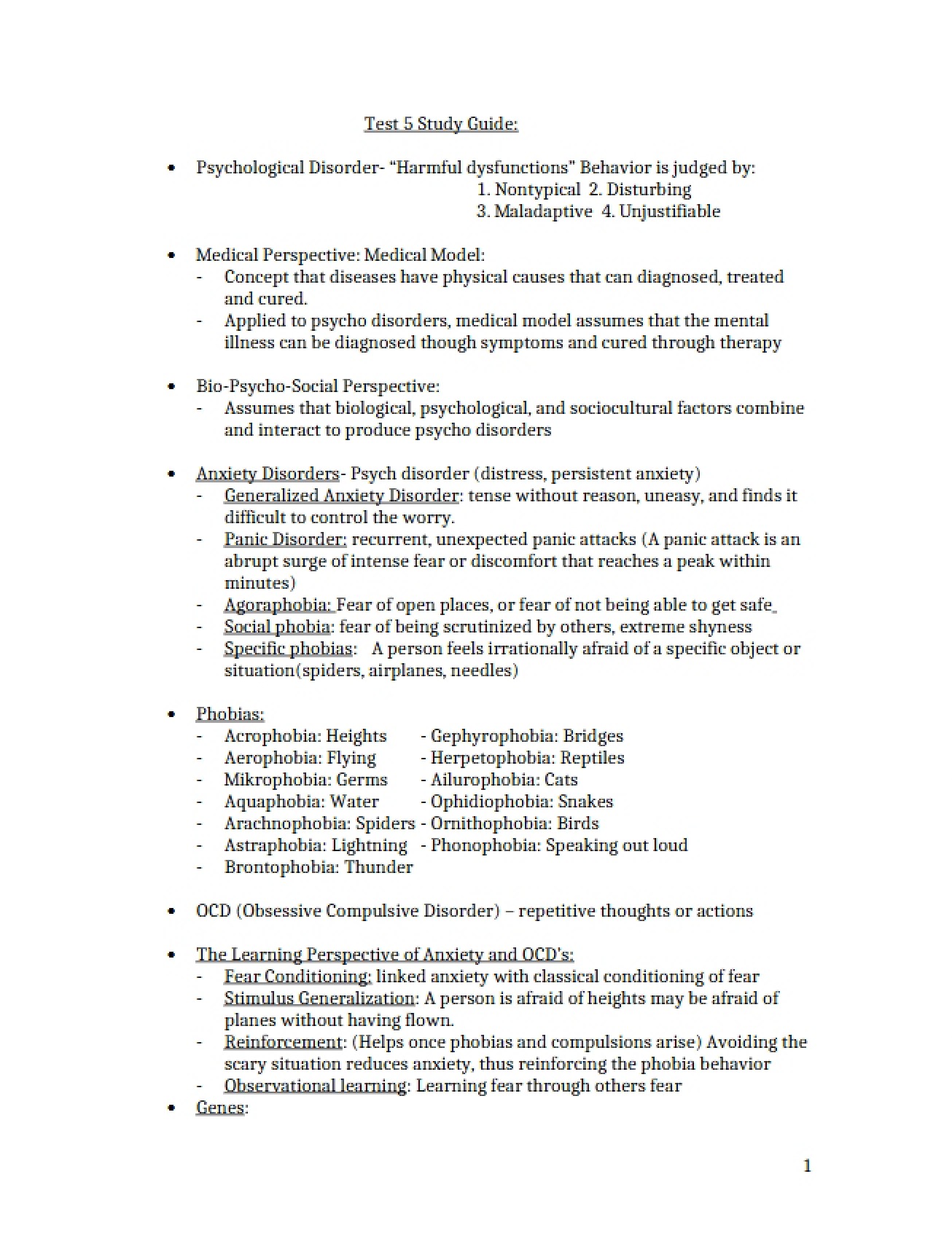 Overview of Psychological Disorders