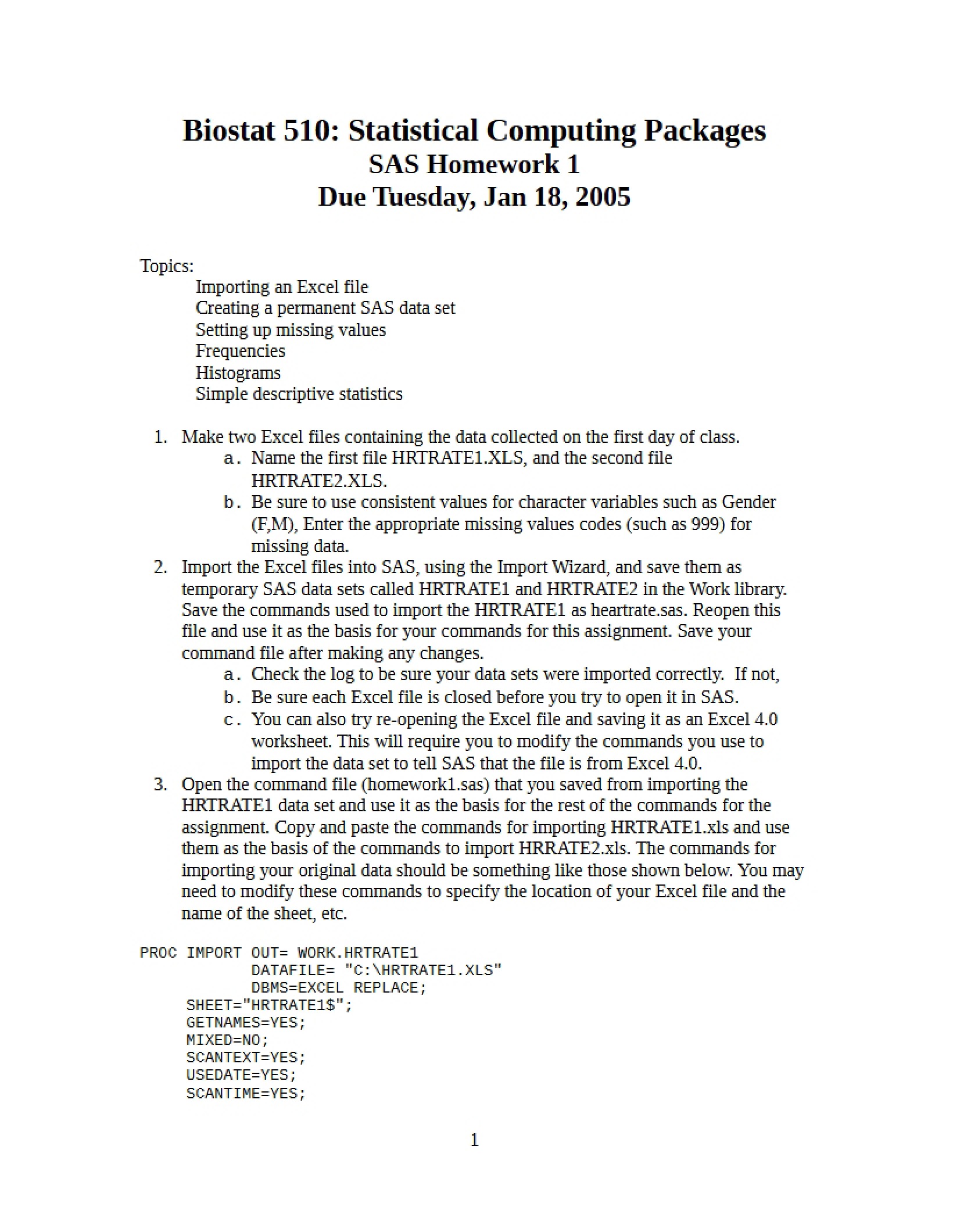 First SAS Assignment