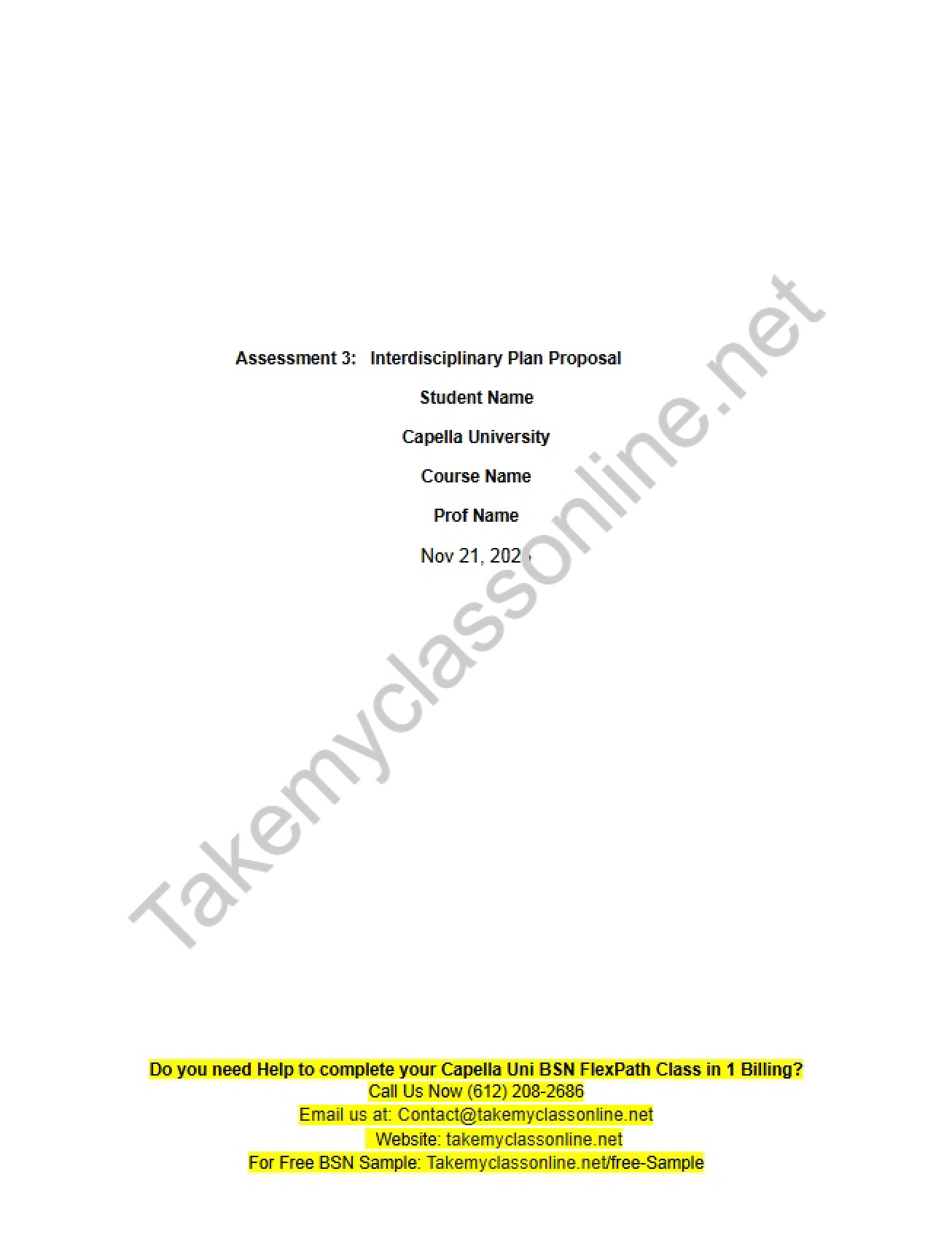 Proposal for Interdisciplinary Plan (Assessment 3)