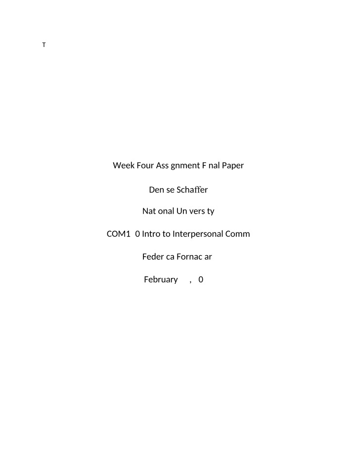 Week Four Final Paper