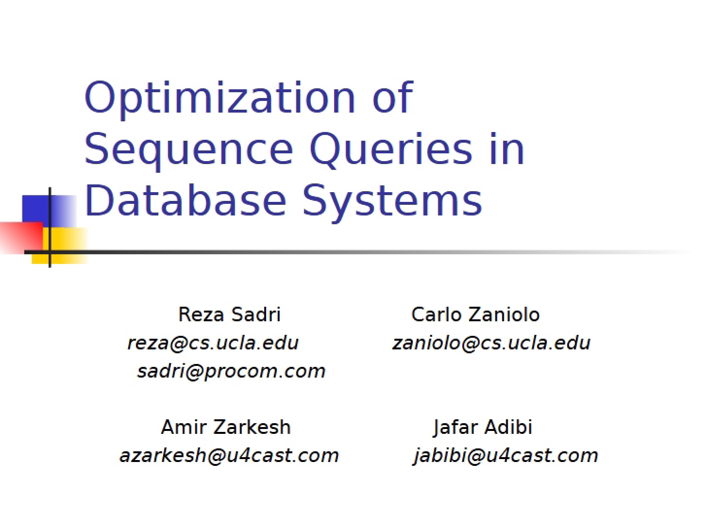 Database Systems Sequence Query Optimization