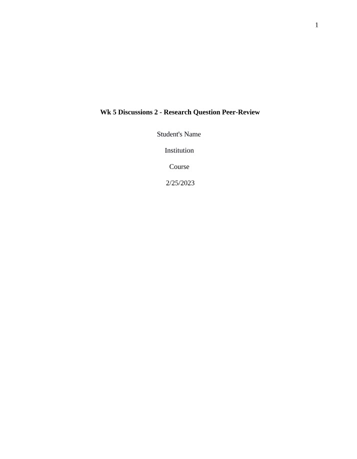 Research Question Peer-Review - Week 5