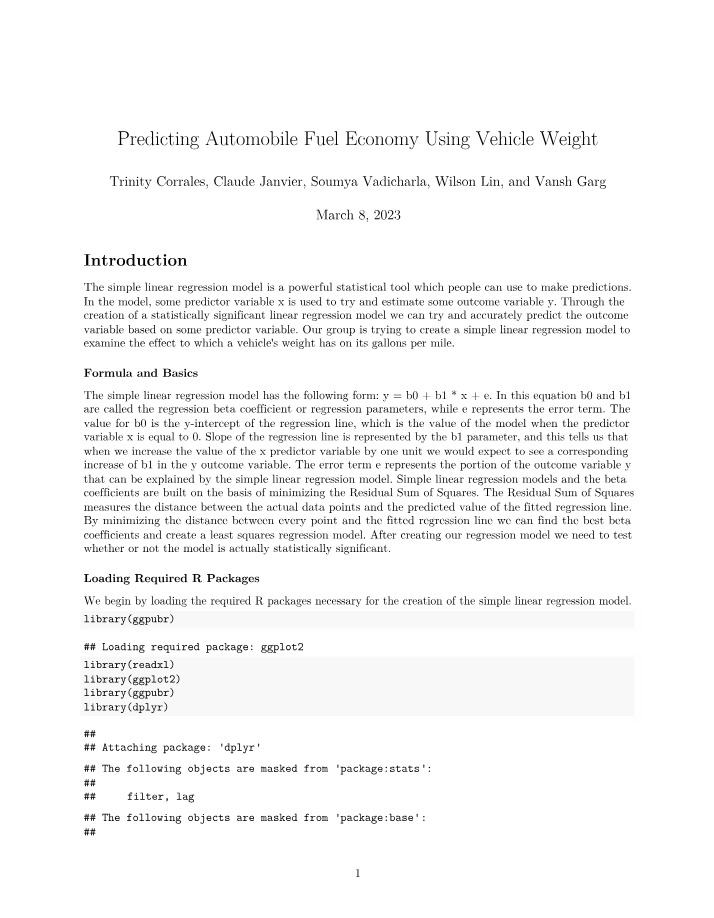 Vehicle Weight and its Impact on Automobile Fuel Economy